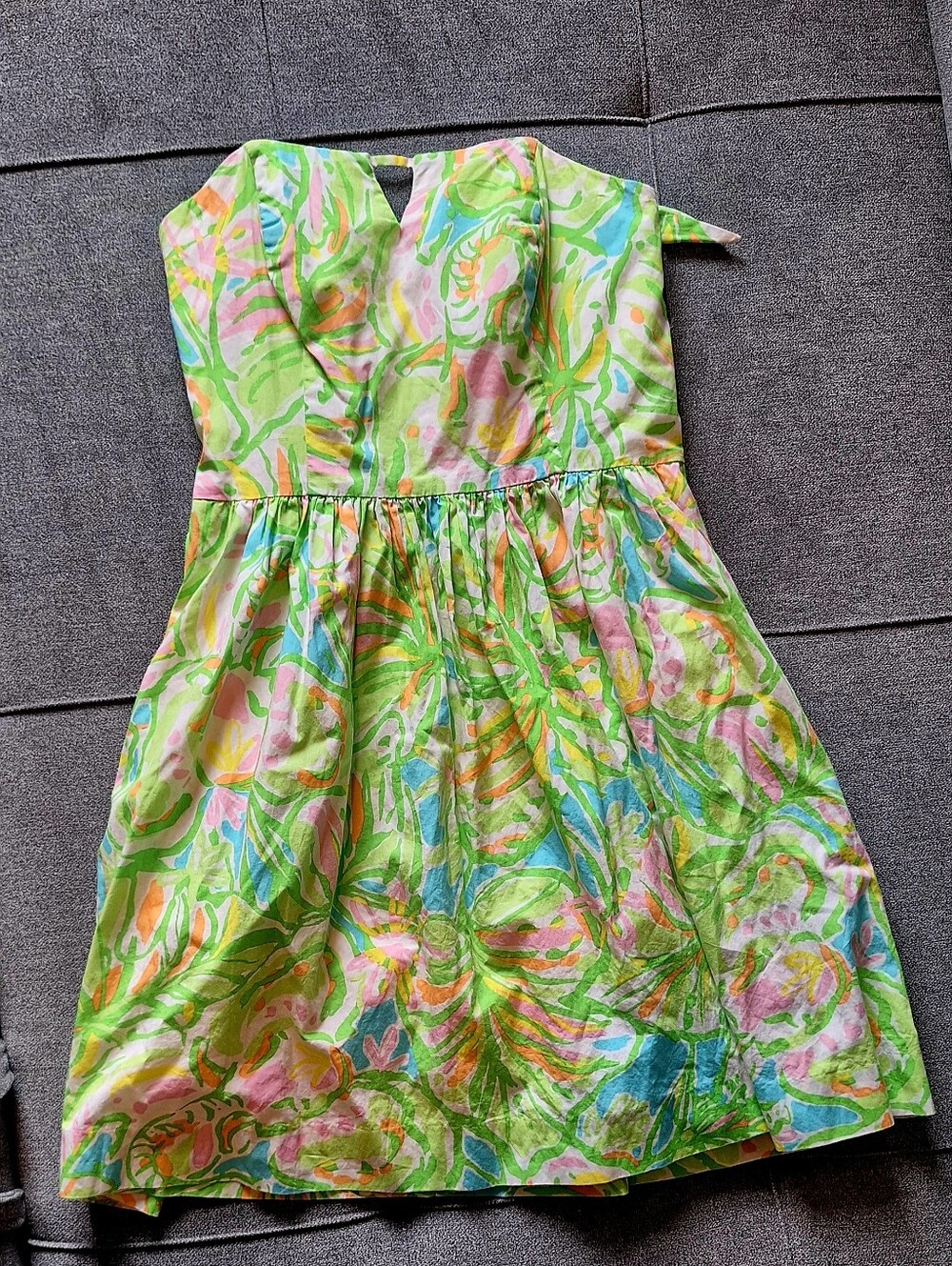 Lilly Pulitzer Richelle Strapless Dress, tropical "Elephant Ear" Print Sz 2 - Picture 4 of 8